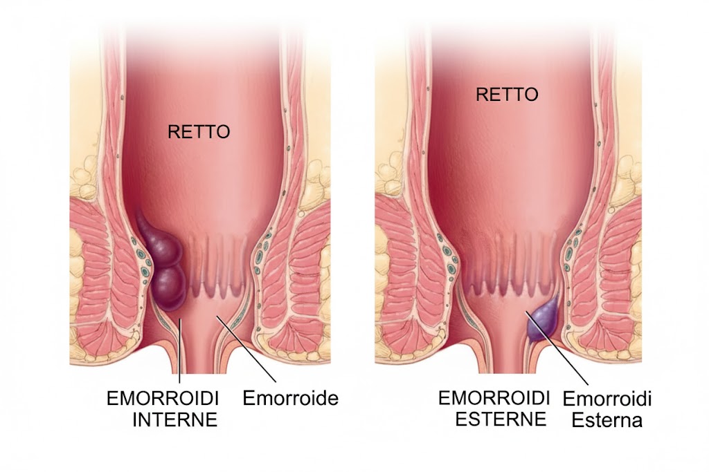 Emorroidi interne ed esterne, differenze, sintomi e trattamenti